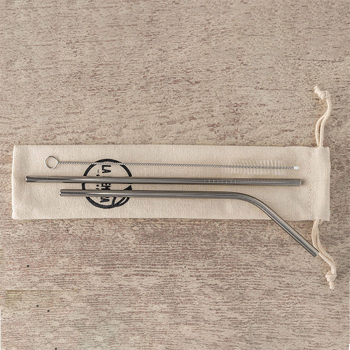 Set bombillas de acero reutilizables con bolsa y limpiador