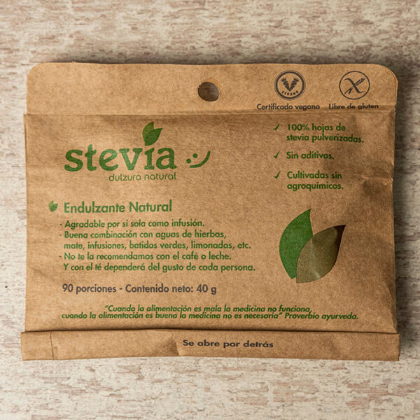 Stevia pulverizada (40gr) Dulzura Natural